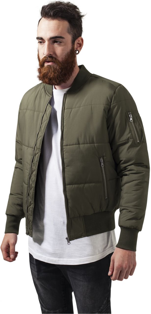 Basic Quilt Bomber Jacket Olive