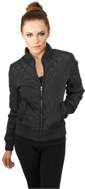 Women's Diamond Quilt Nylon Jacket Black