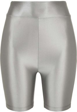 Women's Shiny Metallic High-Waisted Cycling Shorts - Dark Silver