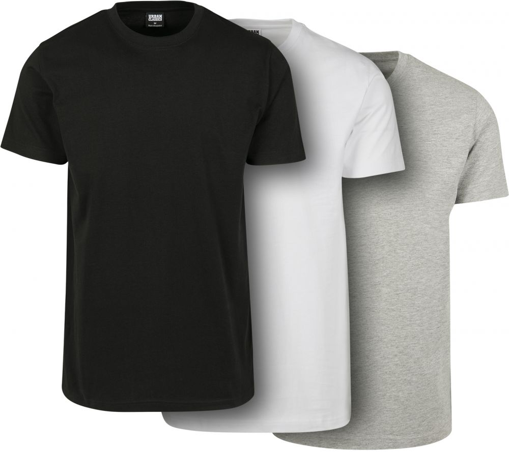 Basic T-shirt of 3 pieces black/white/grey