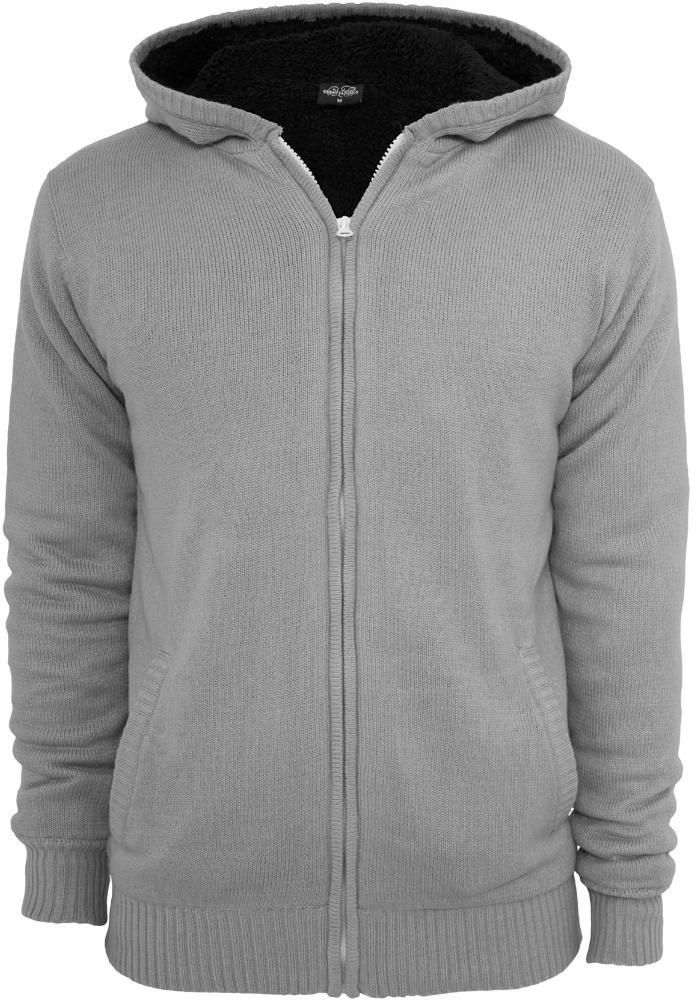 Knitted winter sweatshirt with zipper gray/blk
