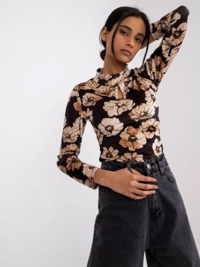 Black-beige floral velour blouse Skyler