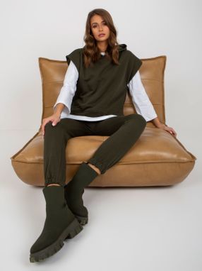 Khaki three-piece casual trouser set