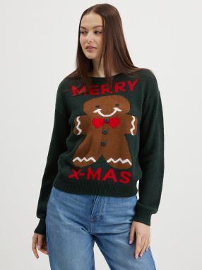 Tmavozelený dámsky vianočný sveter JDY Cookie
