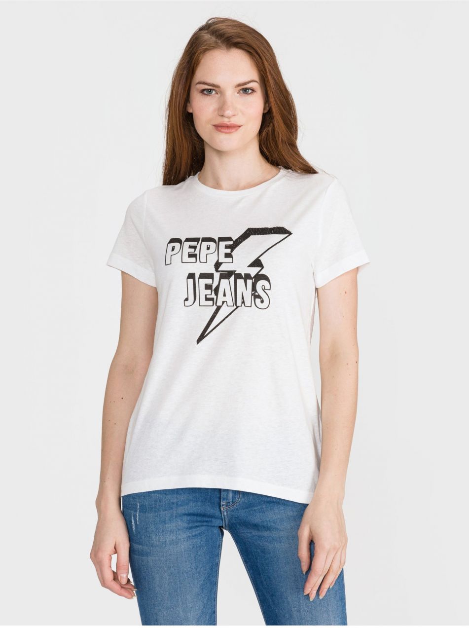 Tričká s krátkym rukávom pre ženy Pepe Jeans - biela