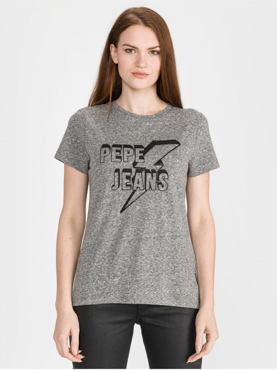 Tričká s krátkym rukávom pre ženy Pepe Jeans - sivá
