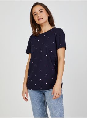 Tmavomodré dámske vzorované tričko Tommy Hilfiger