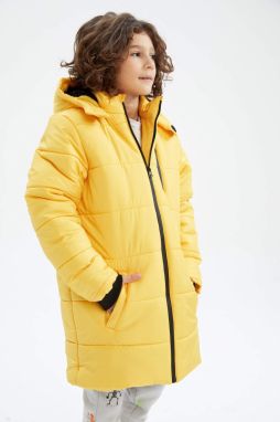 DEFACTO Plyšový kabát/parka s kapucňou