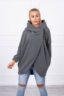 Sweatshirt with short zipper graphite melanż