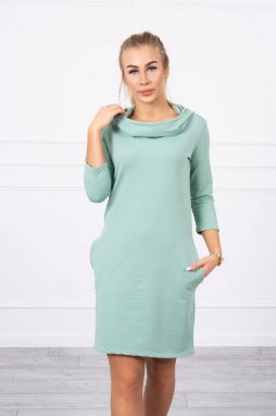 Dress with hood and pockets dark mint