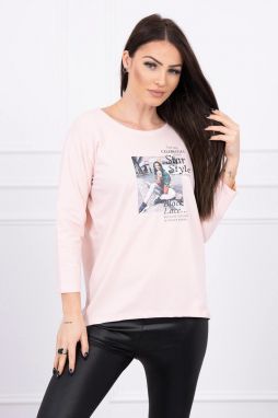 Blouse with Star Style print powder pink
