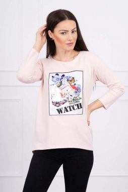 Blouse with 3D Watch graphics powder pink