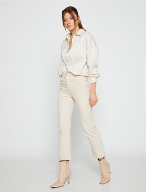 Koton Hispánske crop nohavice Manšestrové nohavice slim fit