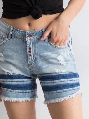 Blue frayed denim shorts