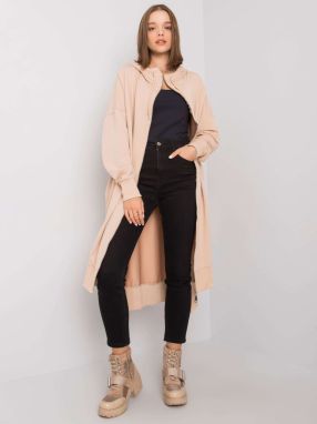 Long beige sweatshirt with zipper