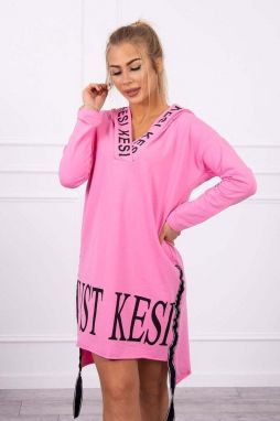 Dress with hood and print light pink