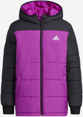 Čierno-ružová dievčenská prešívaná bunda adidas Performance
