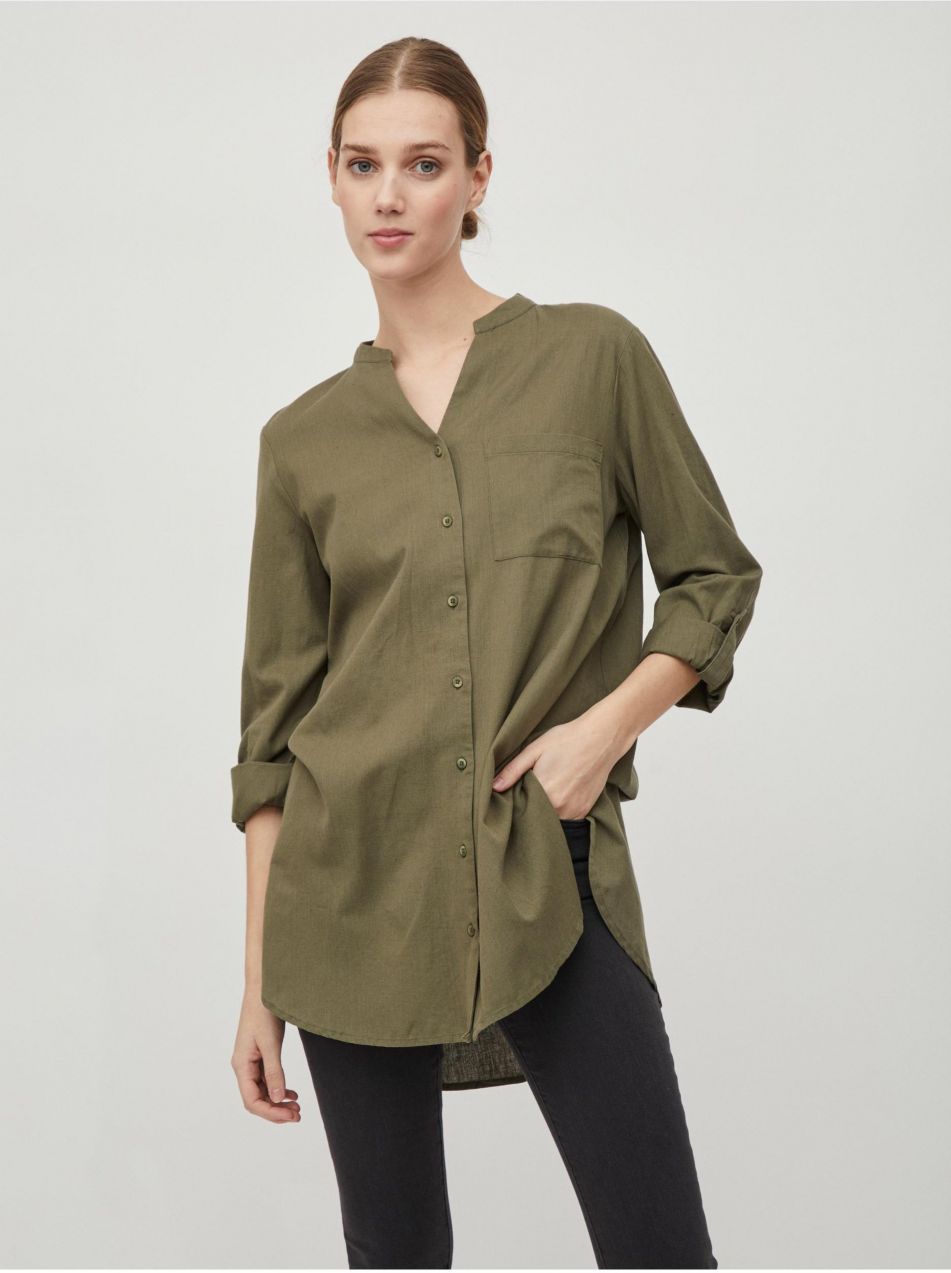 Khaki blúzka VILA Chellie - Dámska