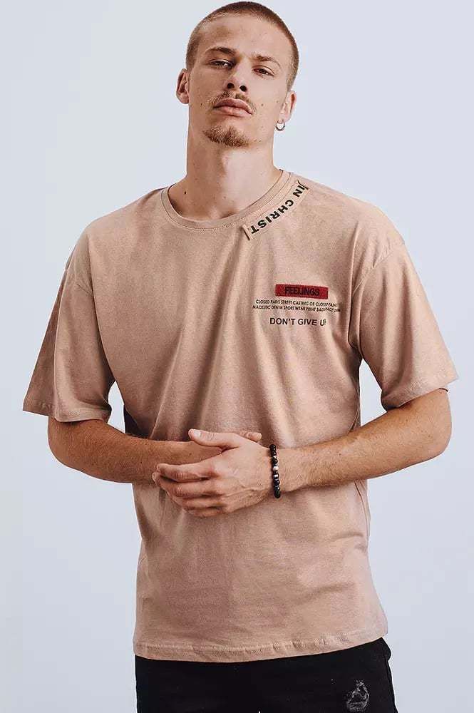 Men's T-shirt with print and patches for Cappuccino Dstreet