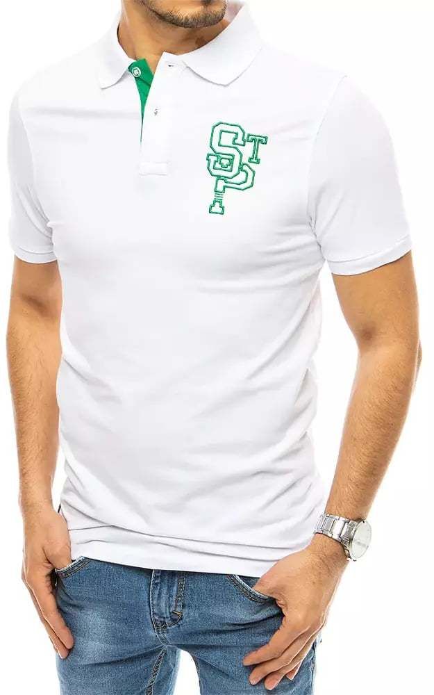 Men's white polo shirt with Dstreet embroidery