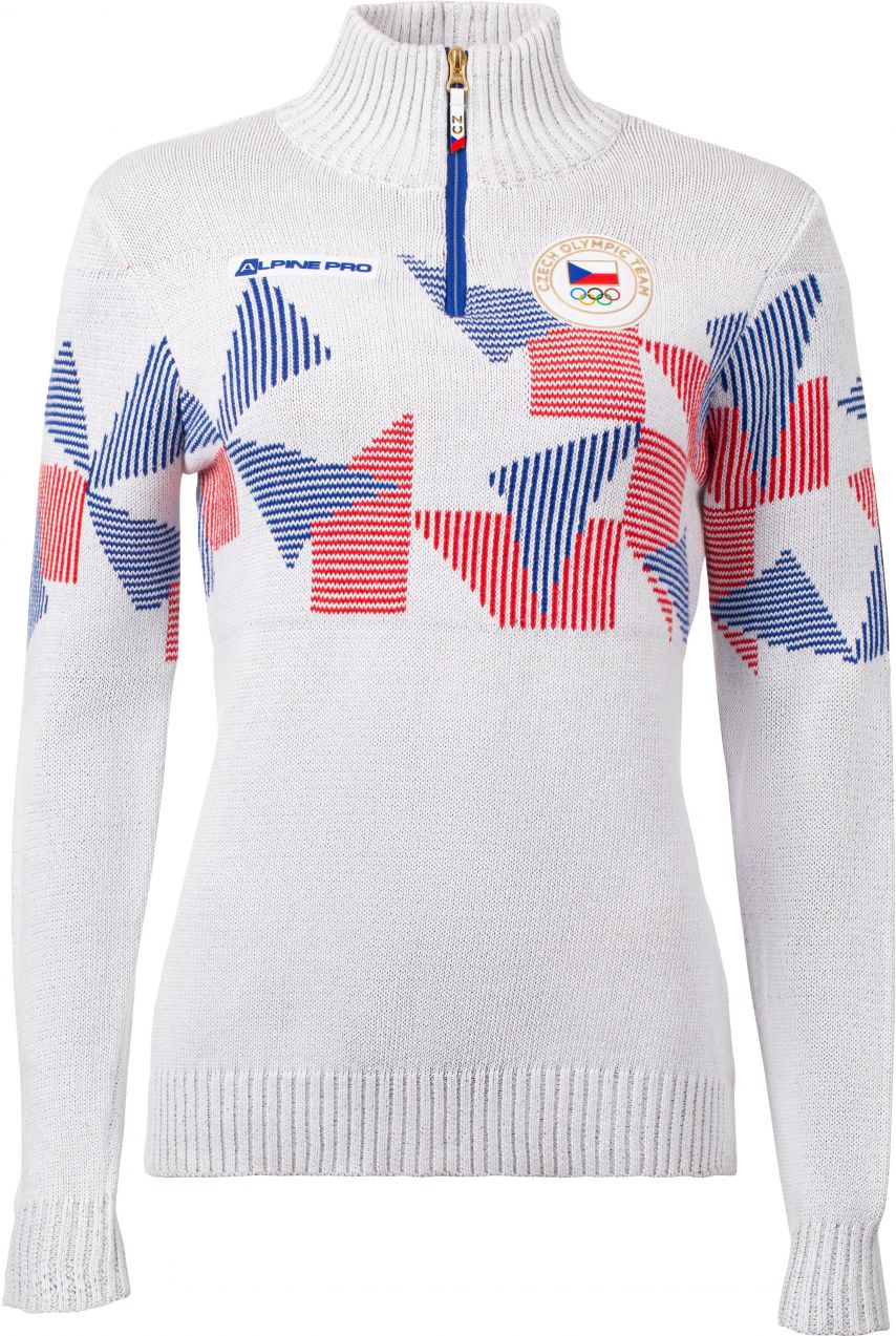 Dámsky sveter z olympijskej kolekcie ALPINE PRO JIGA biely variant m