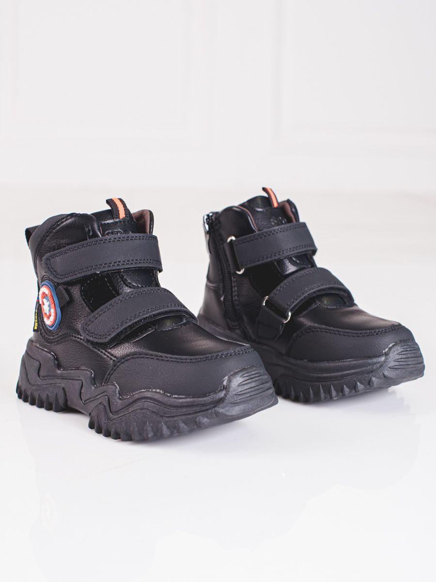 High boy ankle boots with Velcro Shelvt black