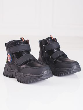 High boy ankle boots with Velcro Shelvt black