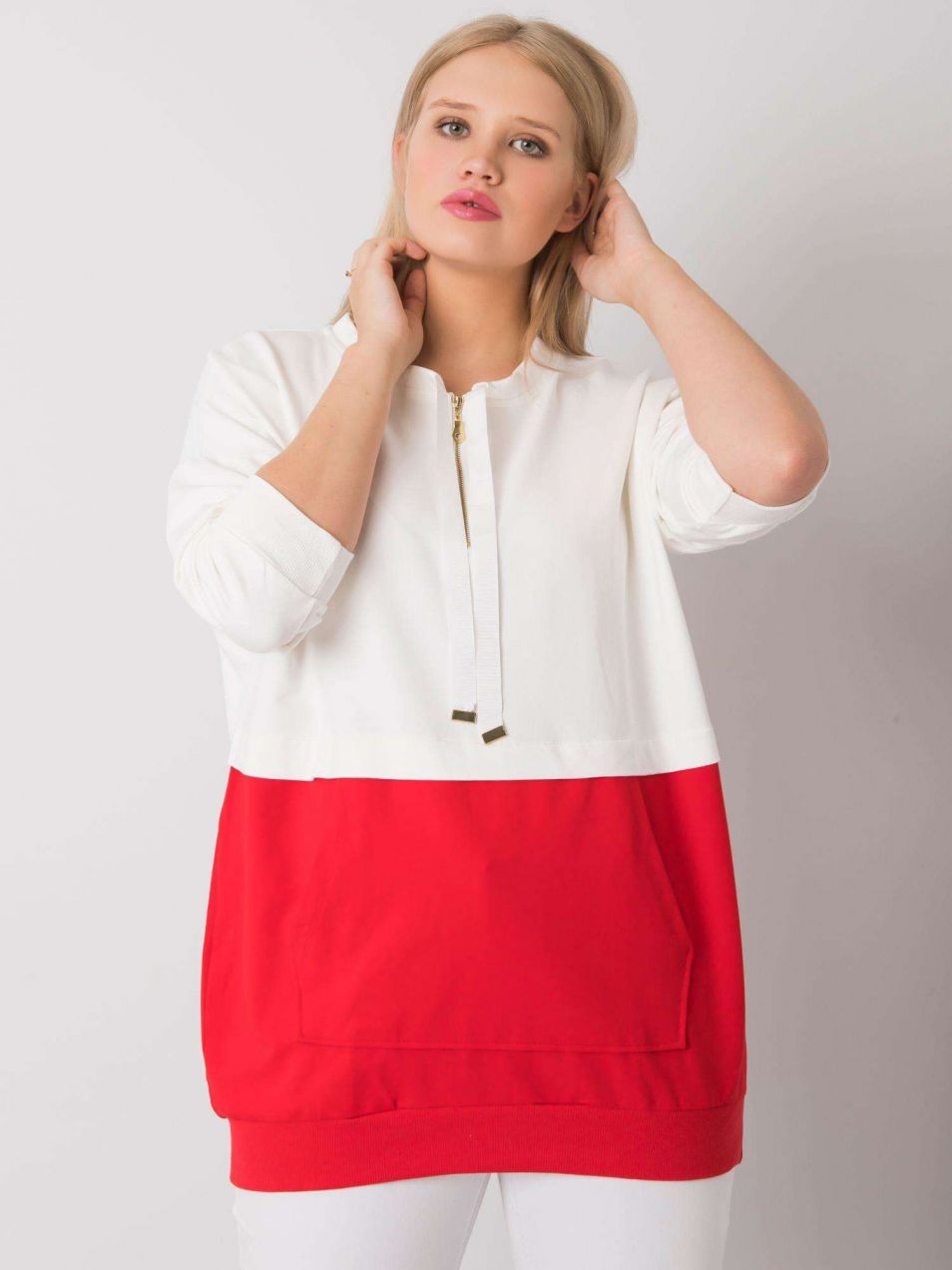 Women's tunic plus-size ekru-red