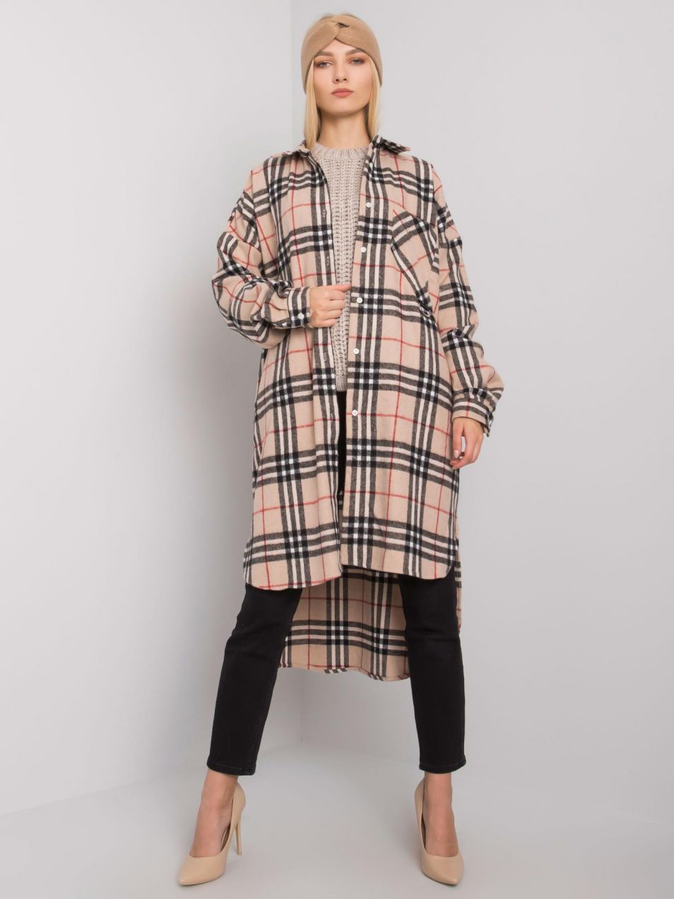 Long beige and black plaid shirt from Baltimore