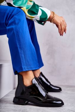 Patented boots with low zipper black Bettina