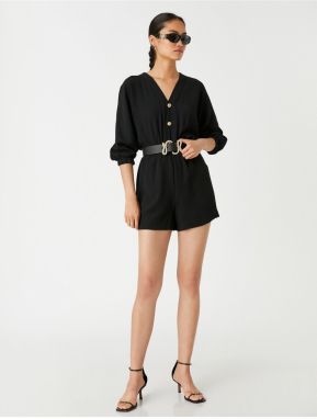 Koton Buttoned Shorts Overalls