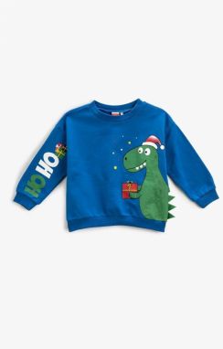 Koton Baby Boy Crew Neck Long Sleeve Christmas Theme Dinosaur Printed Sweatshirt 3wmb1037