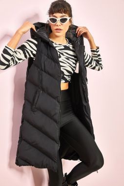 Bianco Lucci Women's Long Puffer Vest with Side Zippers