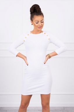 Dress with decorative buttons white