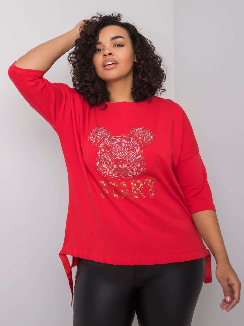 Red blouse with glossy application