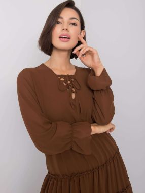 Brown dress with ruffle