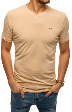 Beige Men's T-shirt without print RX4465