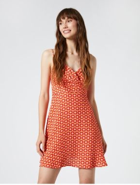 Koton Mini Dress with Thin, Adjustable Straps, Geometric Pattern
