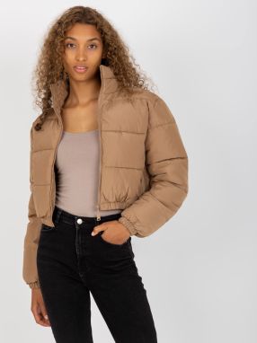 Short winter jacket Iseline camel with hood