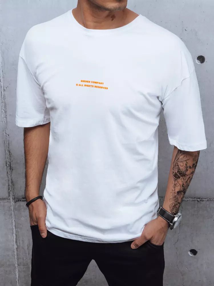 White men's T-shirt Dstreet z with print