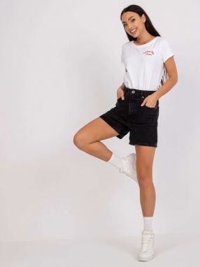 White and red monochrome T-shirt with embroidery