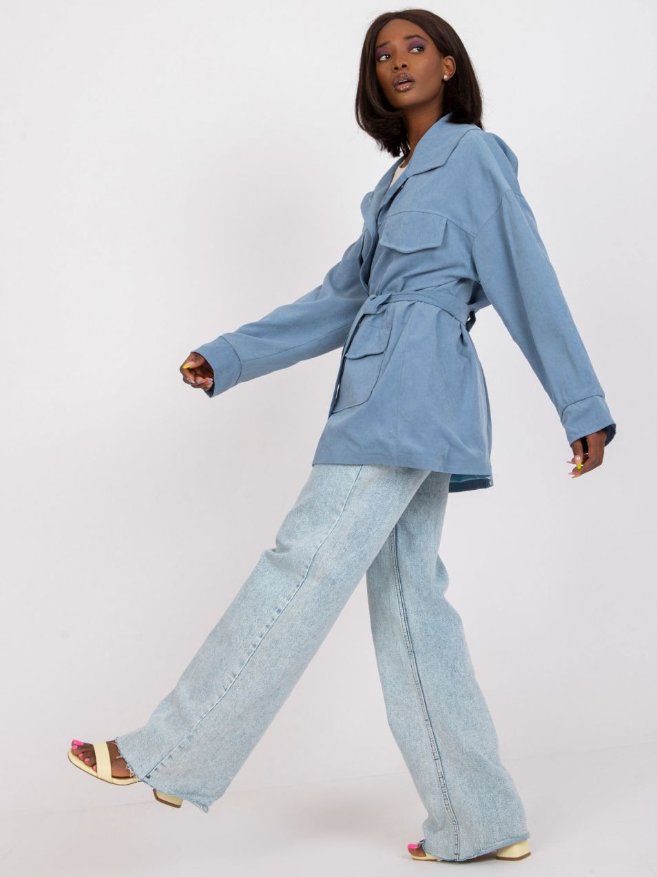 Blue short coat with belt
