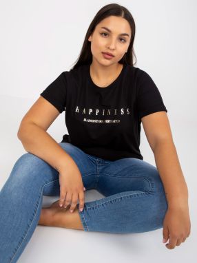 Black T-shirt plus sizes with gold print