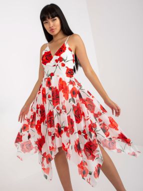 White and red dress with floral straps
