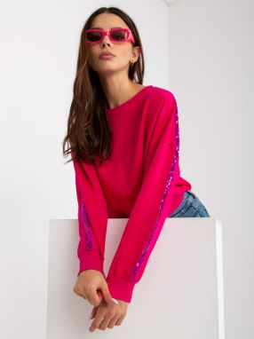 Short fuchsia sweatshirt RUE PARIS with sequins
