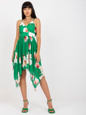 Green wrap dress with floral hangers