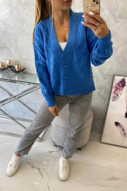 Button sweater with decorative denim fabric