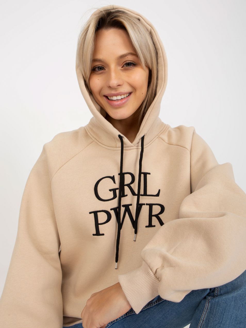 Beige hoodie with Debby lettering