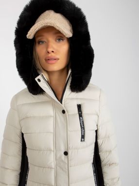 Light beige quilted transition jacket with hood
