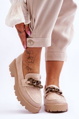 Women's suede loafers S.Barski Beige
